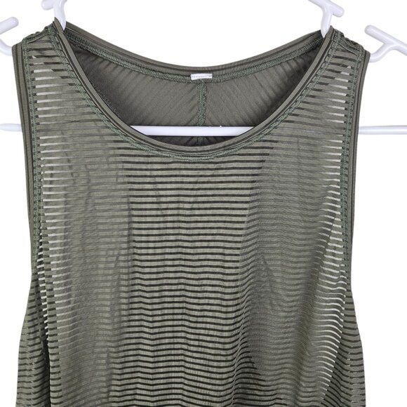 Lululemon Miles Ahead Tank in Stripe Sage Olive‎ Green - Picture 2 of 8